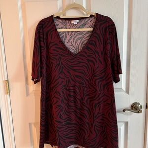 LuLaRoe “Jana” Red and Black Zebra Print Short Sleeve Top